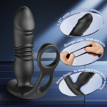 Futurlio Glans 12 Thrusting & 3 Vibrating Cock Rings Prostate Massager