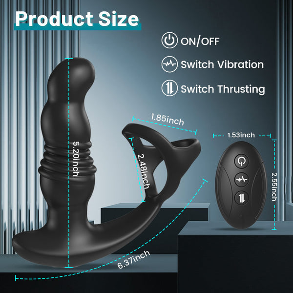 Futurlio 2 in 1 3 thrust 7 vibrating anal massager with penis ring prostate massager