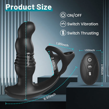 Futurlio 2 in 1 3 thrust 7 vibrating anal massager with penis ring prostate massager