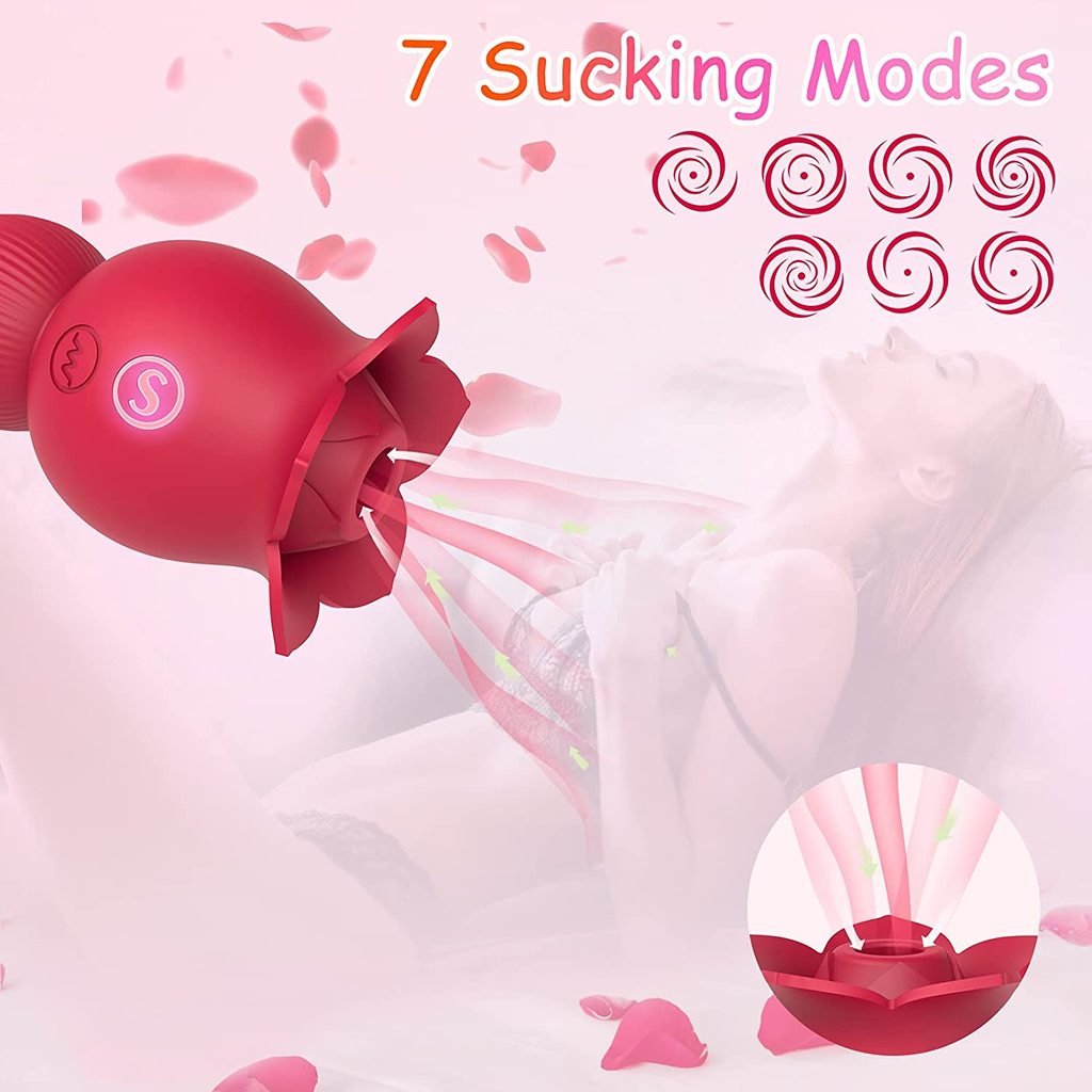 Futurlio - Rose Sucking and Tongue Vibrator 2 in 1 Rose Toy - Futurlio