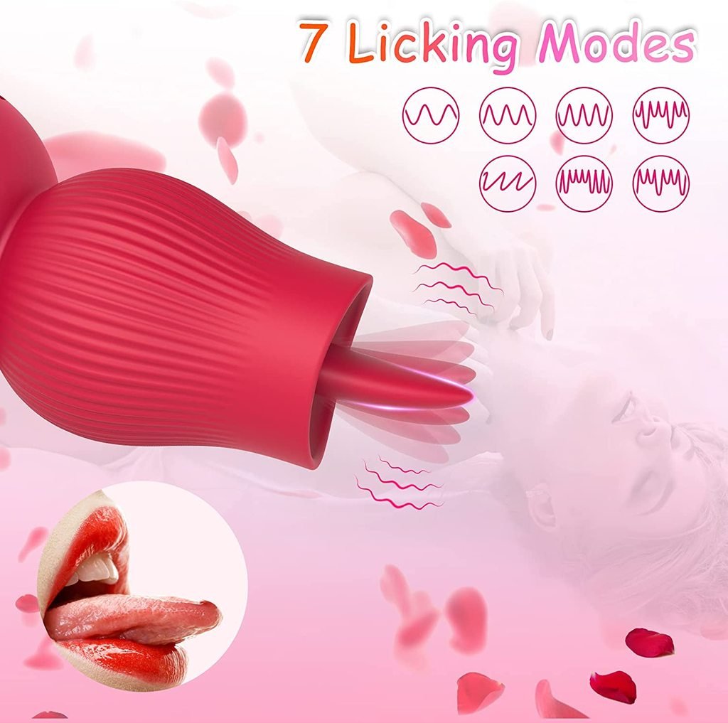 Futurlio - Rose Sucking and Tongue Vibrator 2 in 1 Rose Toy - Futurlio