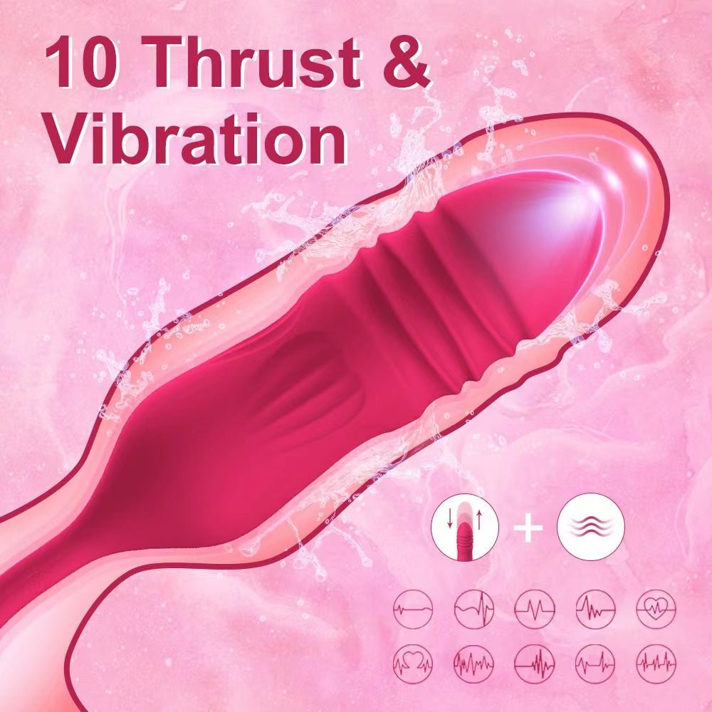 Futurlio - Rose Toy Vibrator Female Telescopic Egg Jumping Tongue Licker Sex Toys - Futurlio
