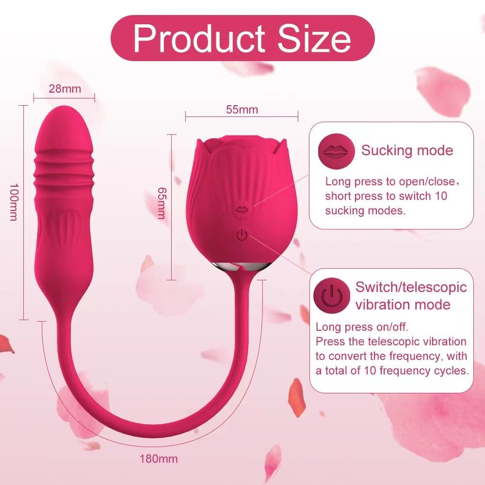 Futurlio - Rose Toy Vibrator Female Telescopic Egg Jumping Tongue Licker Sex Toys - Futurlio