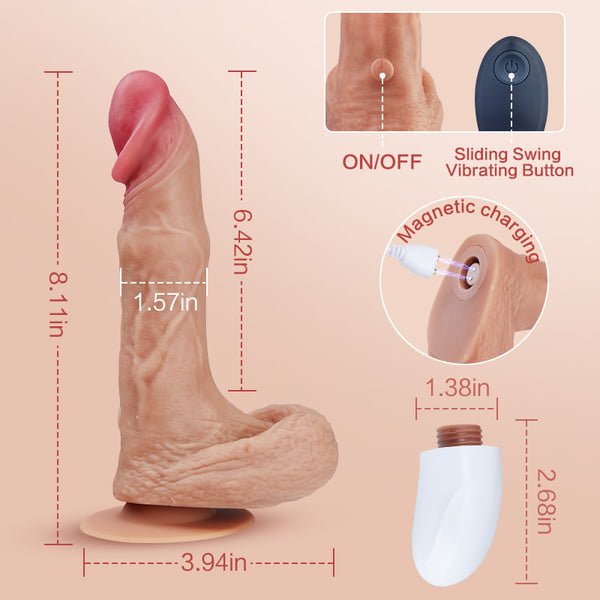 futurlio - 10 Telescopic Swinging Vibrator App Control Dildo 6.41 IN with Suction Cup
