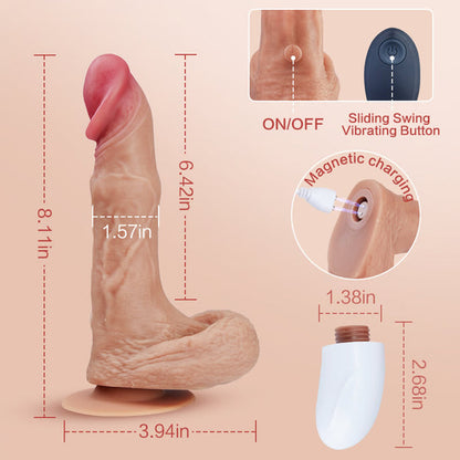 futurlio - 10 Telescopic Swinging Vibrator App Control Dildo 6.41 IN with Suction Cup