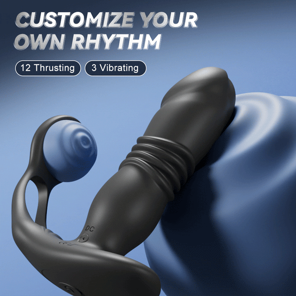Futurlio Glans 12 Thrusting & 3 Vibrating Cock Rings Prostate Massager