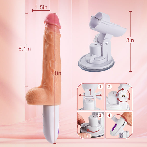 Futurlio Multi-angles 8 Thrusting Rotating Vibrating Heating Remote Control Dildo Machine 11 Inch