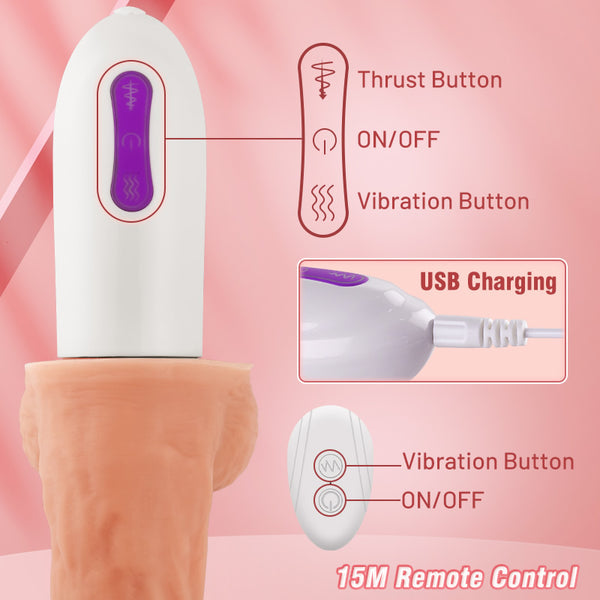 Futurlio Multi-angles 8 Thrusting Rotating Vibrating Heating Remote Control Dildo Machine 11 Inch