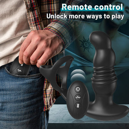 Futurlio 2 in 1 3 thrust 7 vibrating anal massager with penis ring prostate massager