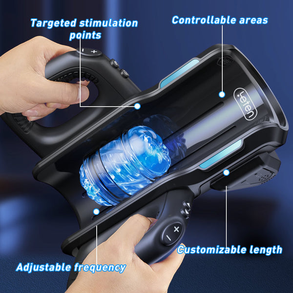 Futurlio & Leten - King Cannon: Men's Pleasure Device - Peak Thrust Speed of 700/minute, 12CM Extension, and Dual Interchangeable Sleeves