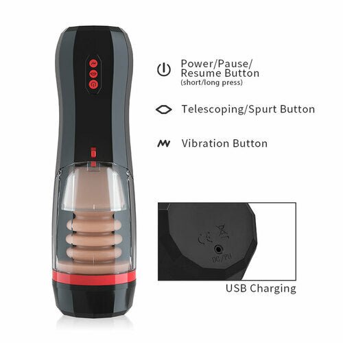 Futurlio - 10-Frequency Vibrating and 5-Frequency Telescopic Male Masturbator - Futurlio