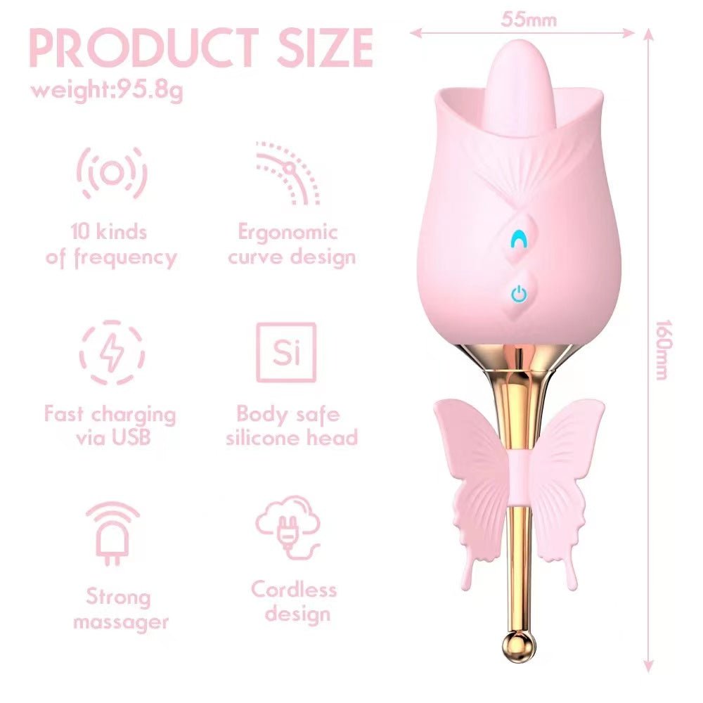 Futurlio - 10-Frequency Vibration Tongue Licking Rose Vibrator - Futurlio