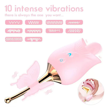 Futurlio - 10-Frequency Vibration Tongue Licking Rose Vibrator - Futurlio