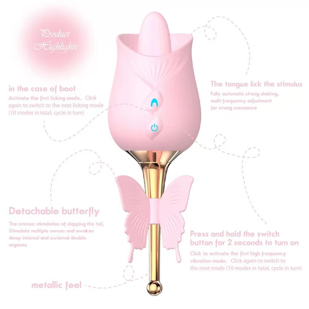 Futurlio - 10-Frequency Vibration Tongue Licking Rose Vibrator - Futurlio