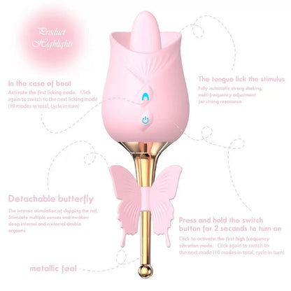 Futurlio - 10-Frequency Vibration Tongue Licking Rose Vibrator - Futurlio