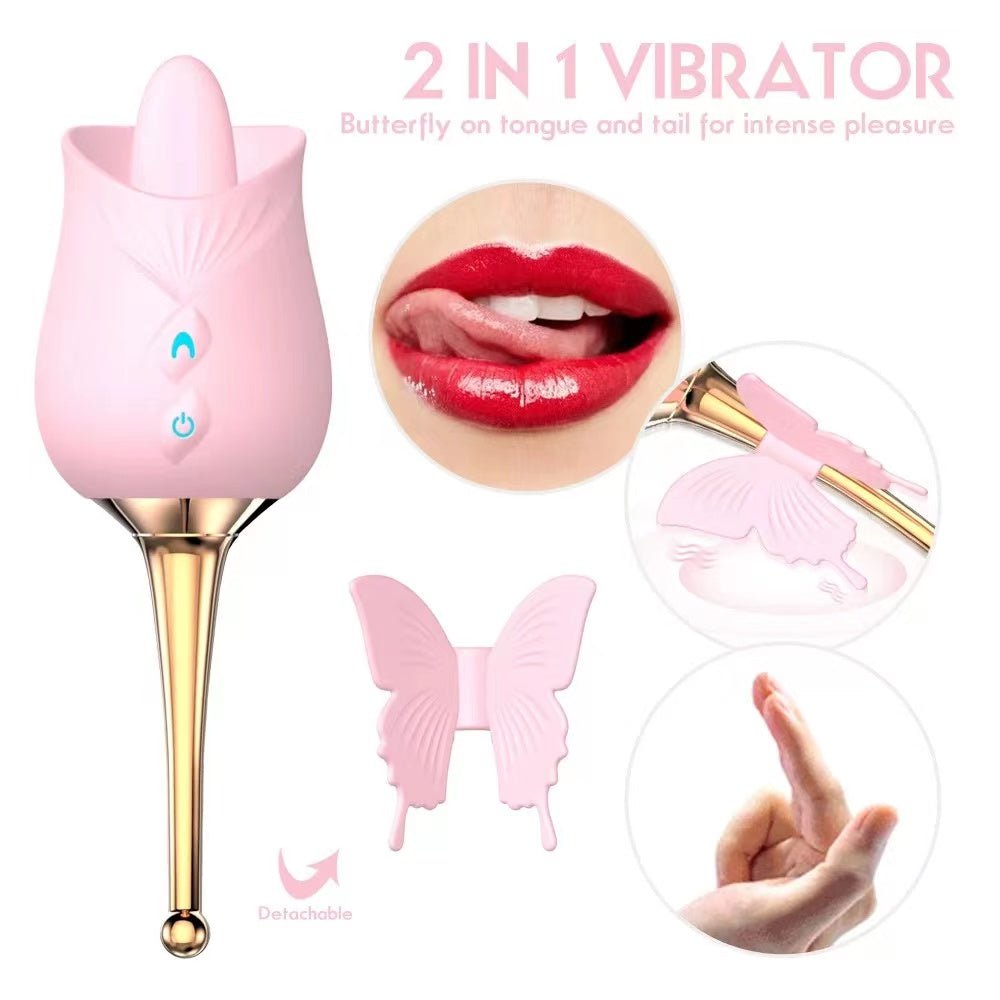 Futurlio - 10-Frequency Vibration Tongue Licking Rose Vibrator - Futurlio