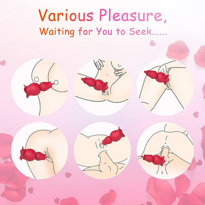 Futurlio - Rose Sucking and Tongue Vibrator 2 in 1 Rose Toy - Futurlio