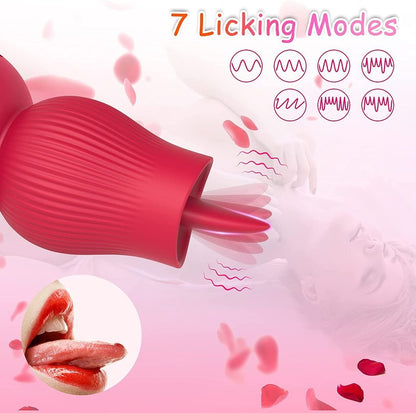 Futurlio - Rose Sucking and Tongue Vibrator 2 in 1 Rose Toy - Futurlio