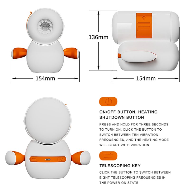 Futurlio - USB Type-C Rechargeable Male Masturbator with Heating Function and 7-Frequency Telescopic Movements - Futurlio